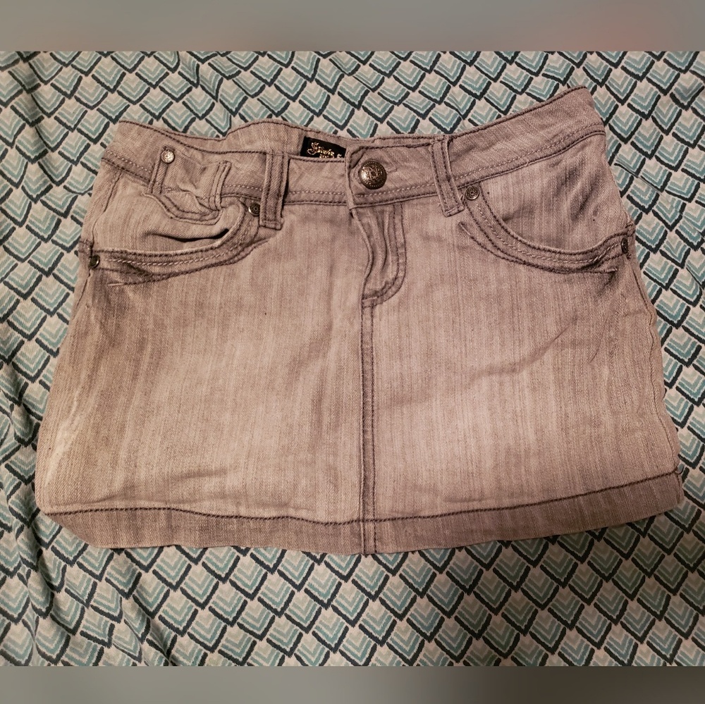 Grey Jean Mini Skirt